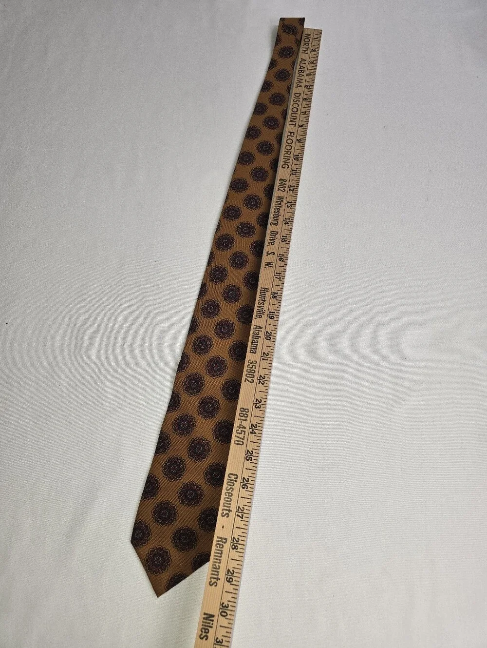 R. Hanauer Wool Silk Blend Men's Neck Tie Copper Brown Geometric Flowers